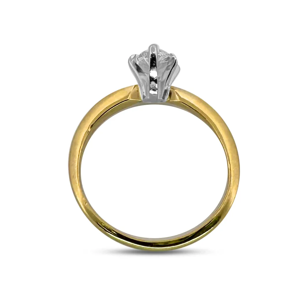 1.09cts Marquise Cut Natural Diamond Solitaire Engagement Ring in 14k Two-tone Gold