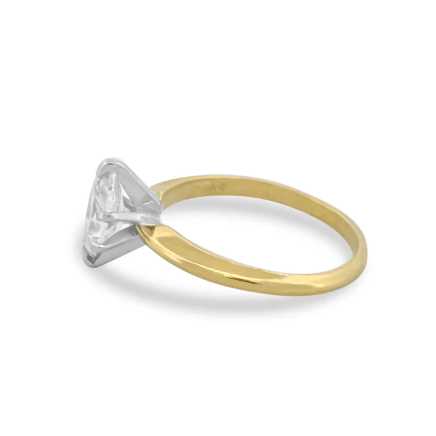 1.09cts Marquise Cut Natural Diamond Solitaire Engagement Ring in 14k Two-tone Gold