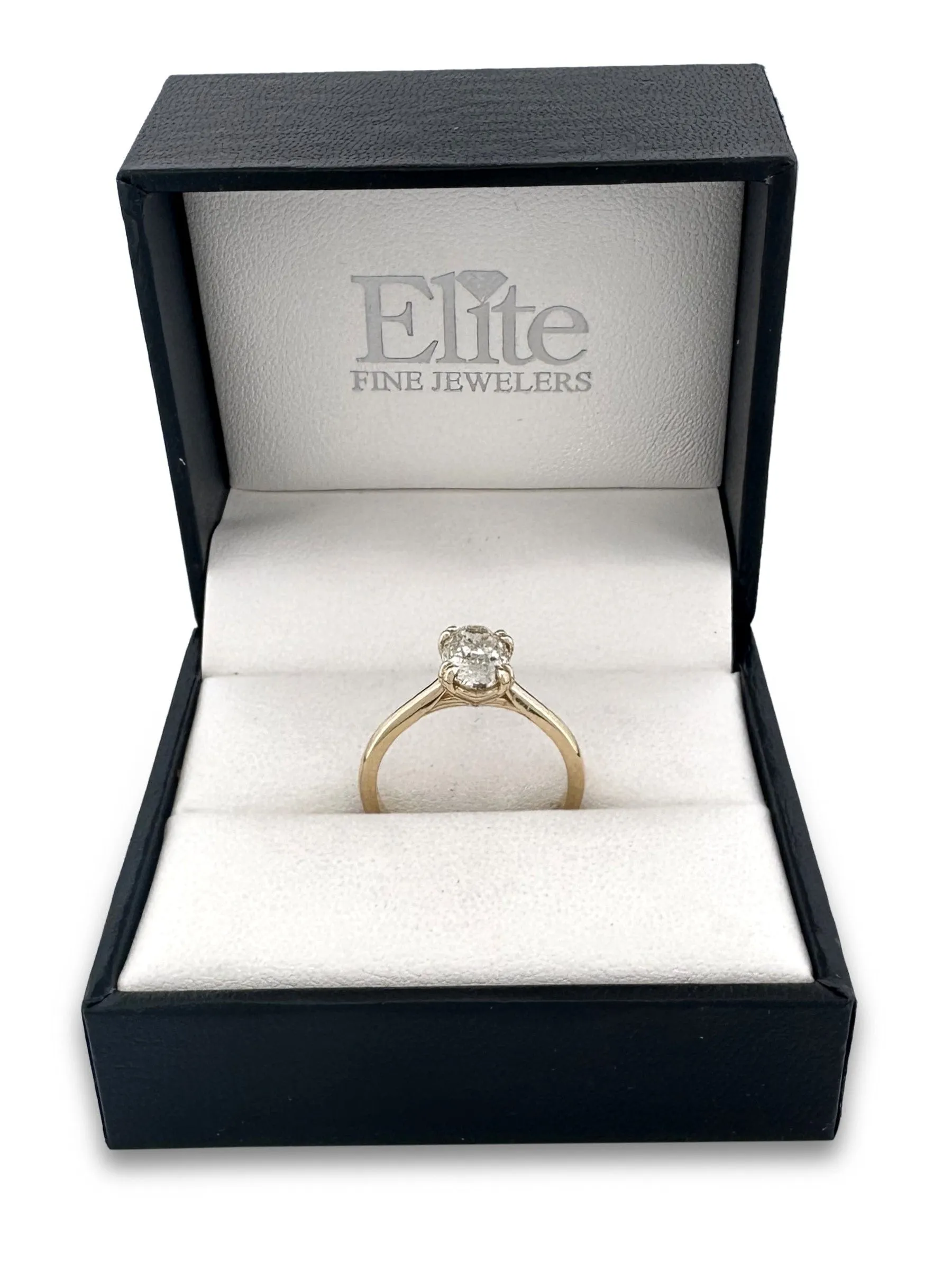 1.39cts Oval Natural Diamond Solitaire Engagement Ring in 14K Yellow Gold