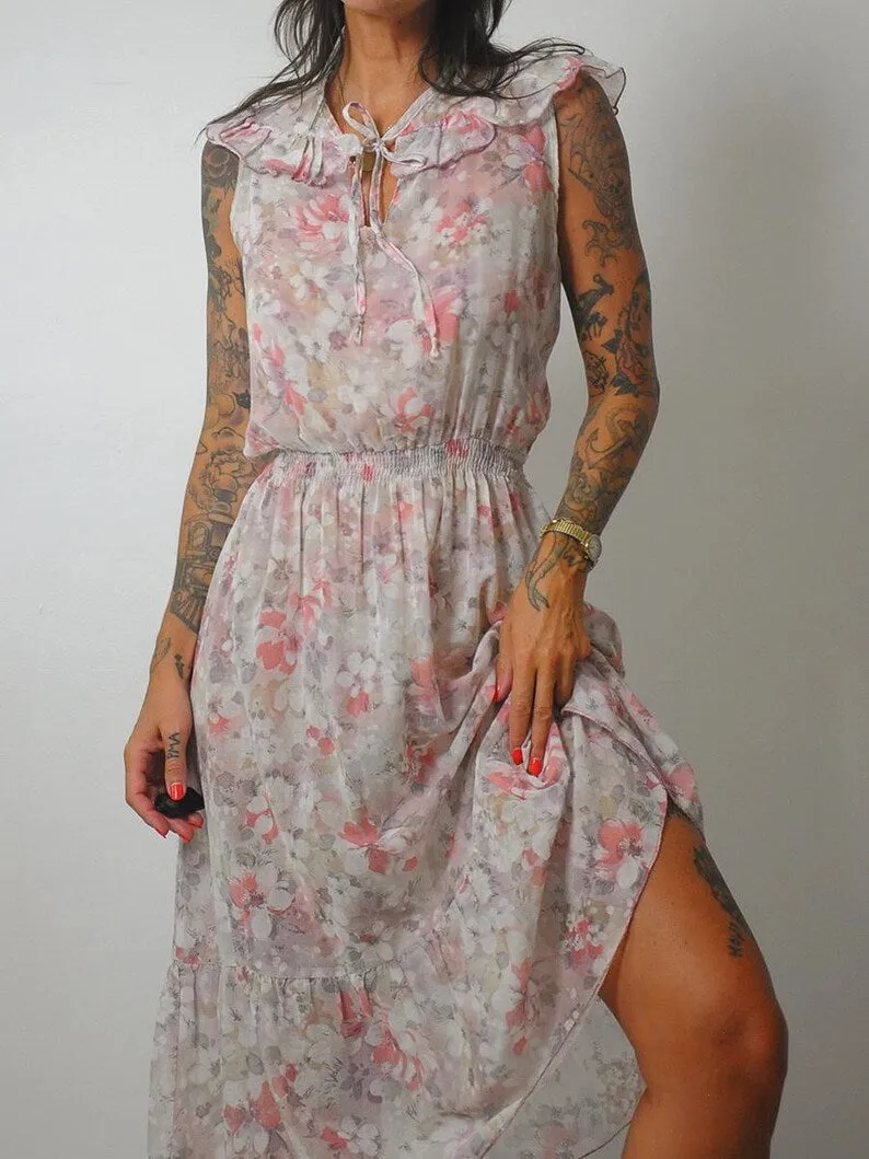 1970's Pastel Floral Sundress