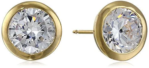 Aretes de Circonia en Plata Recubiertos Oro Amarillo de 18k (Diferentes Formas)