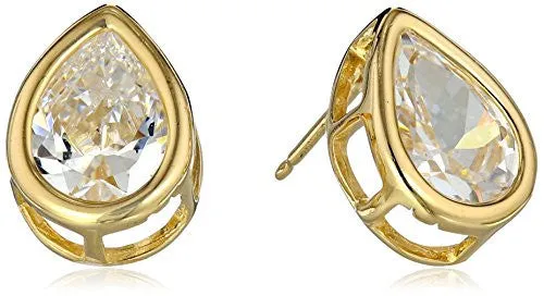 Aretes de Circonia en Plata Recubiertos Oro Amarillo de 18k (Diferentes Formas)