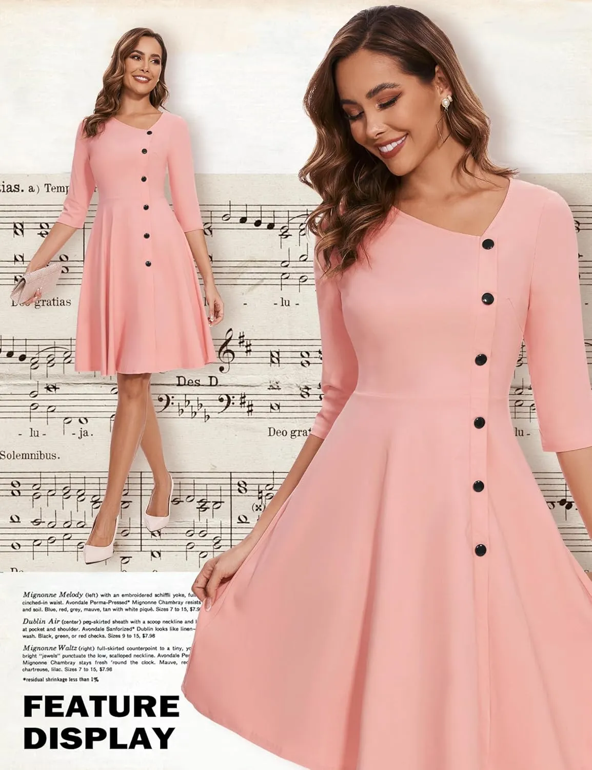 Aupuls Summer Asymmetrical Neckline Church Dresses for Women 2025 Wedding Guest Work A Line Vintage Cocktail Graduation Dress