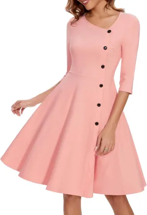 Aupuls Summer Asymmetrical Neckline Church Dresses for Women 2025 Wedding Guest Work A Line Vintage Cocktail Graduation Dress