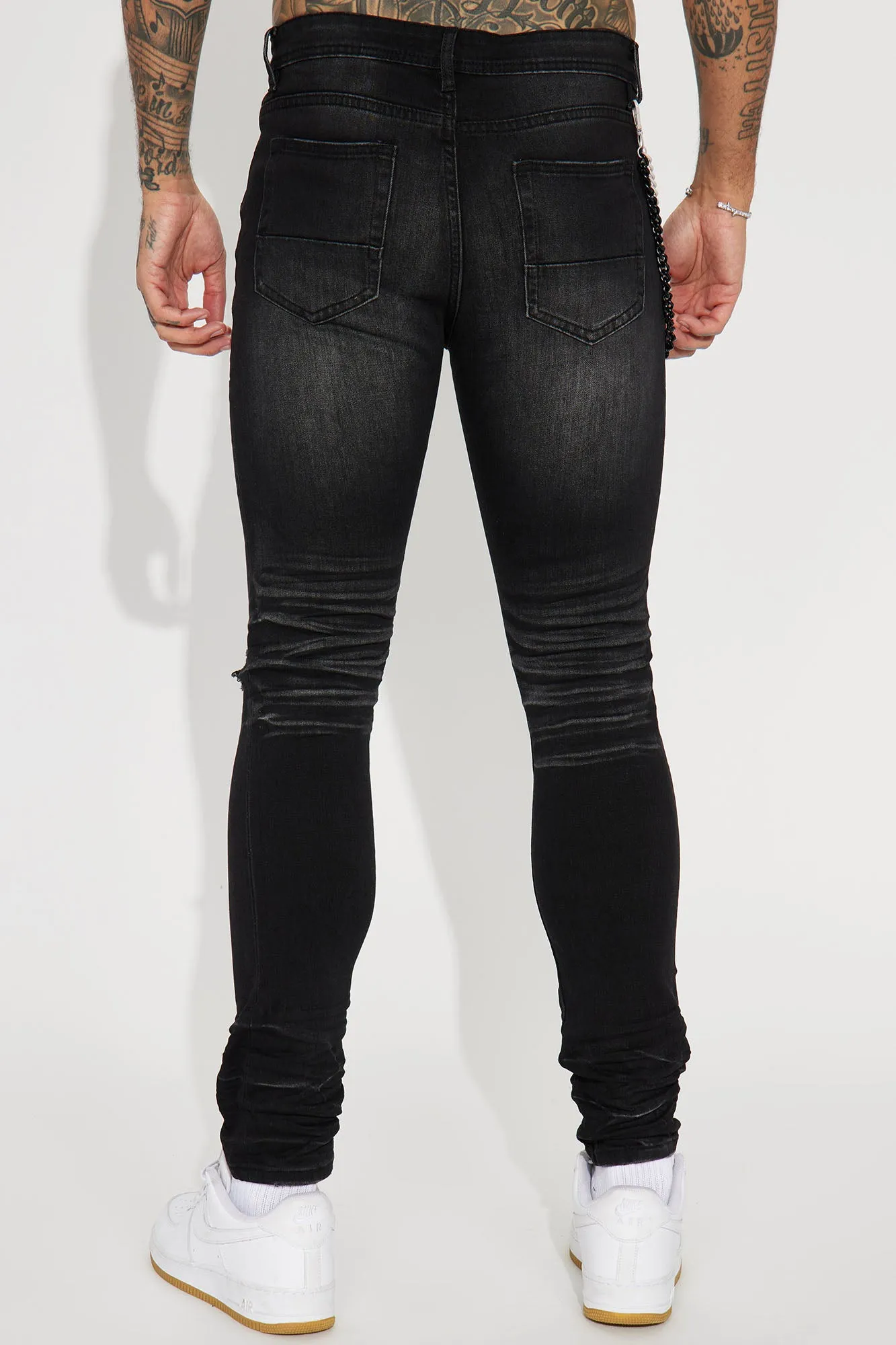 Be There Ripped Stacked Skinny Jeans - Black
