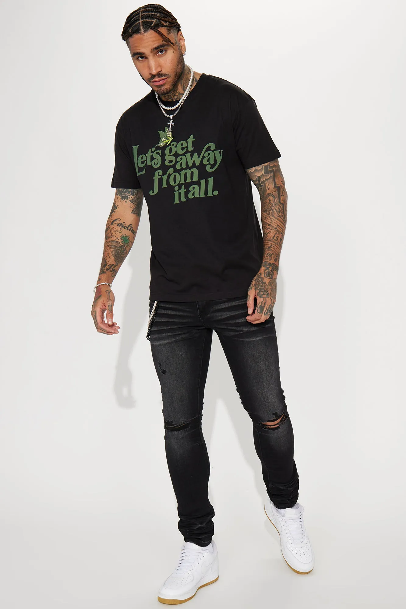 Be There Ripped Stacked Skinny Jeans - Black