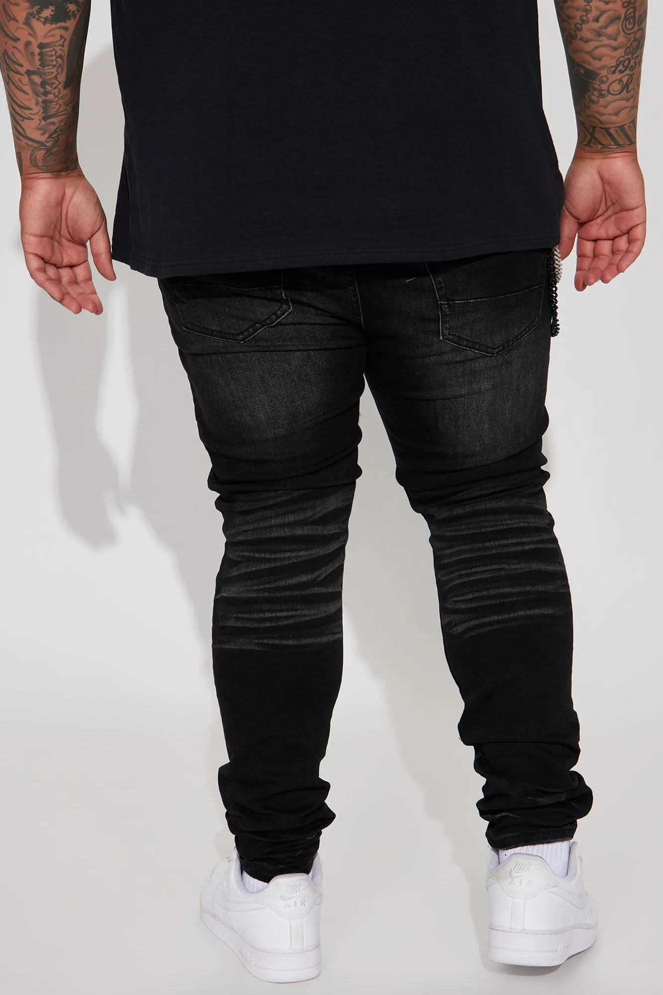 Be There Ripped Stacked Skinny Jeans - Black