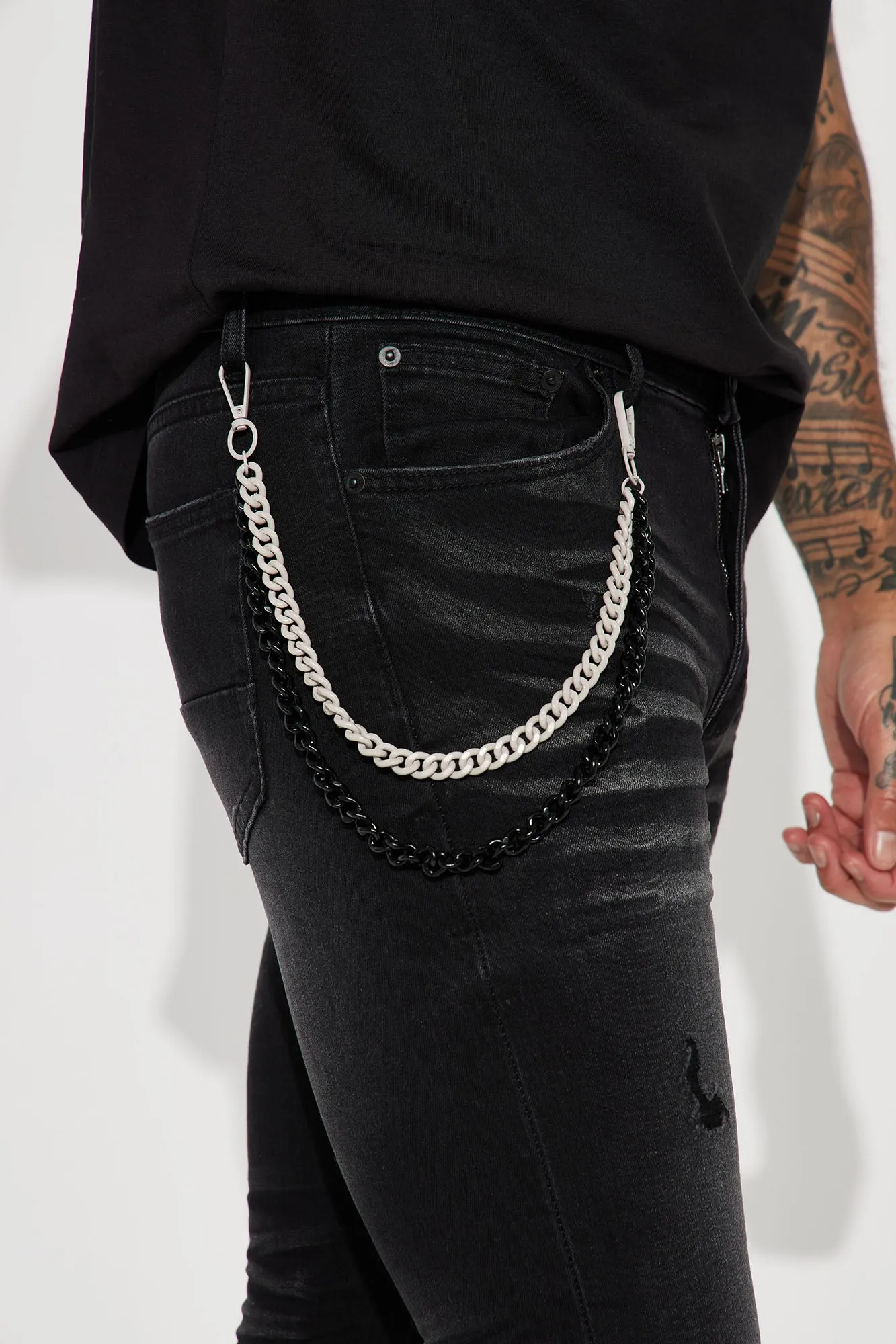 Be There Ripped Stacked Skinny Jeans - Black