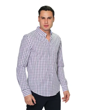 Camisas Hombre Manga Larga Cuadros Regular Fit B31225 Lila