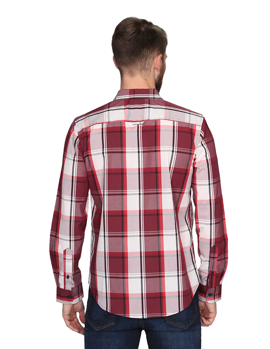 Camisas Para Hombre Manga Larga Cuadros 4 B15112
