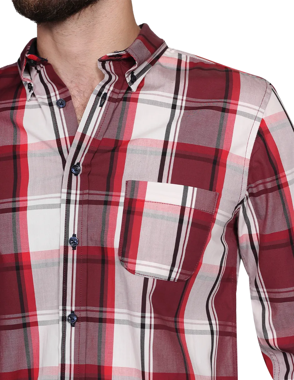 Camisas Para Hombre Manga Larga Cuadros 4 B15112