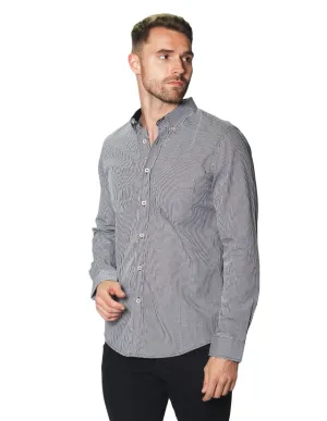 Camisas Para Hombre Manga Larga Micro Cuadros B45202 Negro