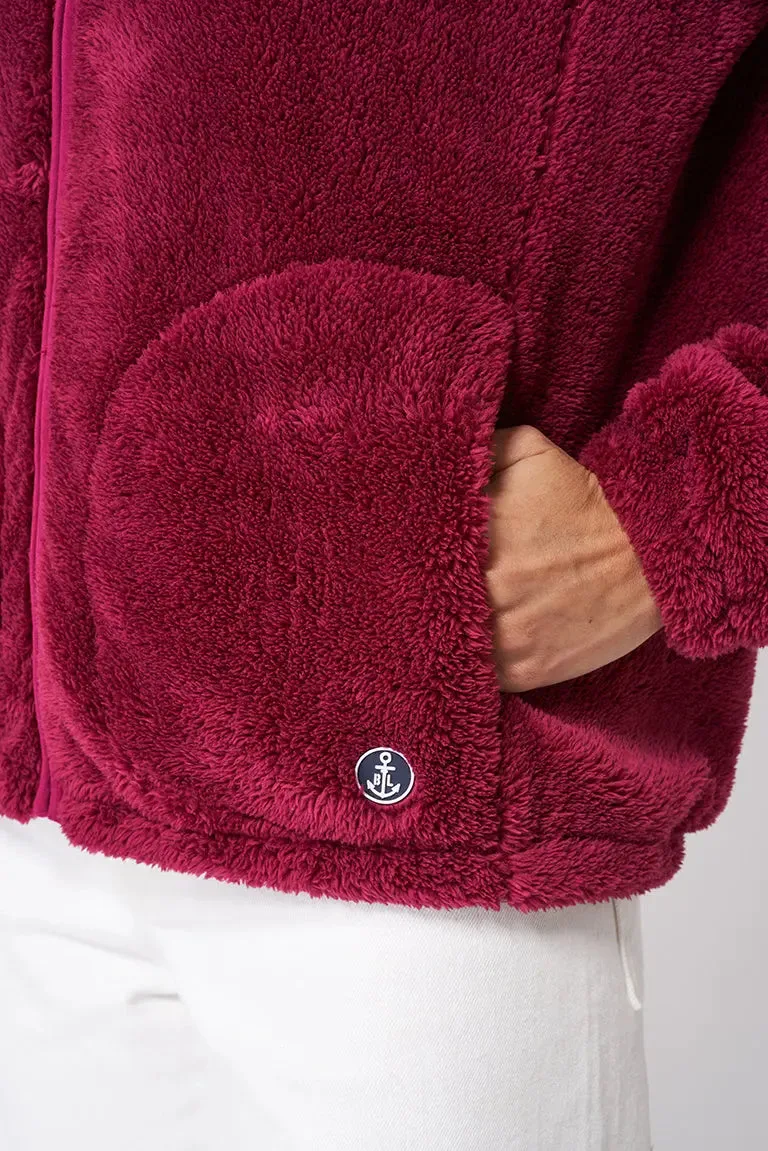 Chaqueta de forro polar de pelo largo con capucha