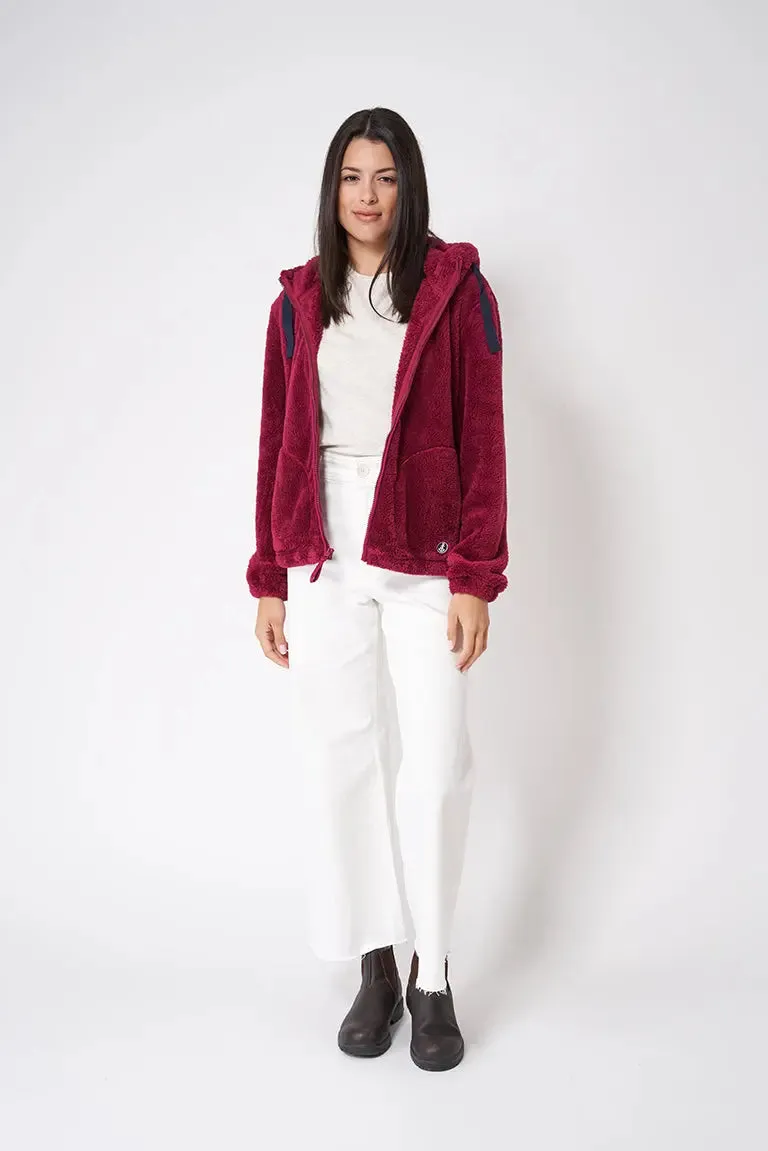 Chaqueta de forro polar de pelo largo con capucha