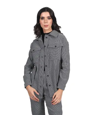 Chaquetas Para Mujer Oversize Estampado de Cuadros Con Bolsas Unico Q23100
