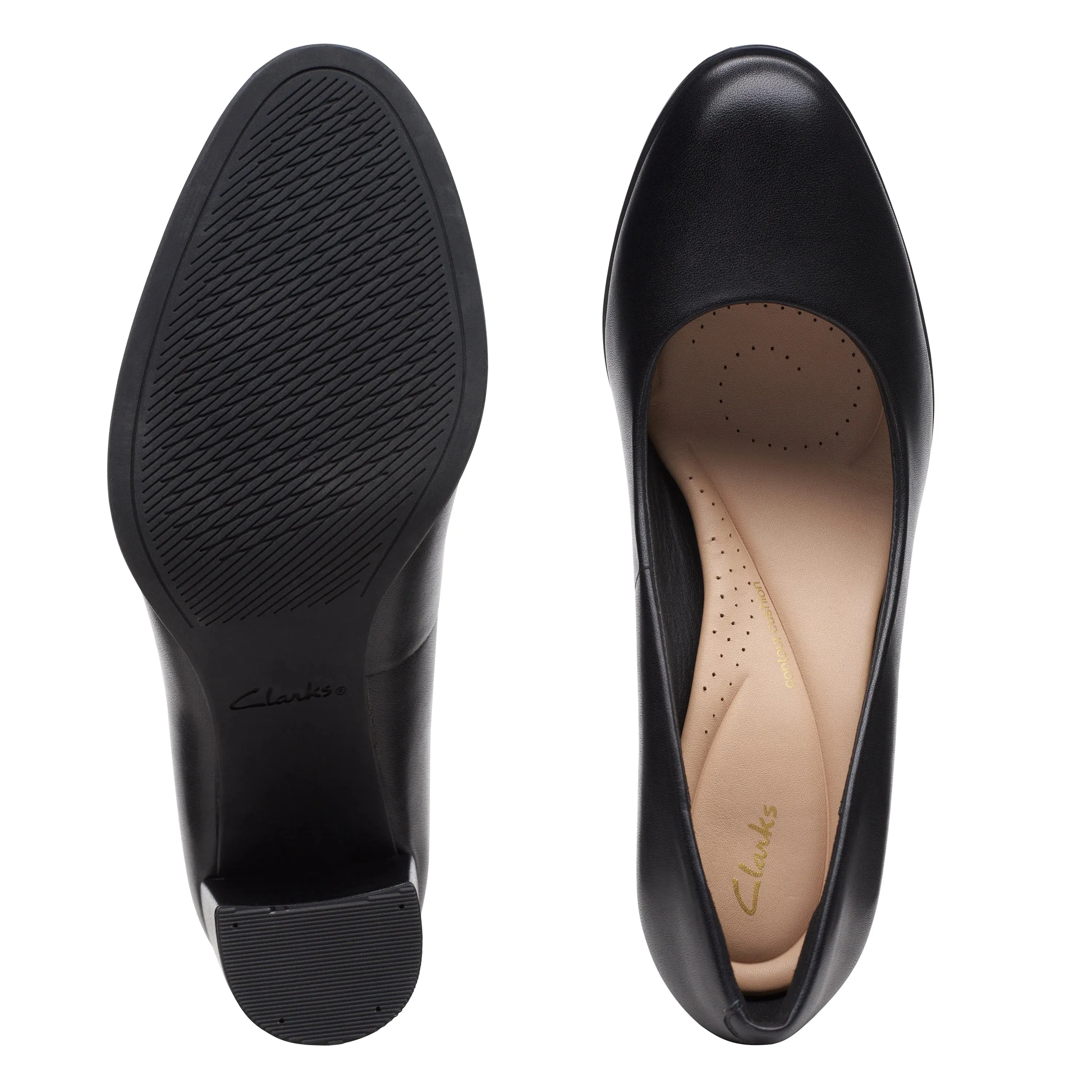 CLARKS | ZAPATOS DE VESTIR MUJER | FREVA85 COURT BLACK LEATHER | NEGRO