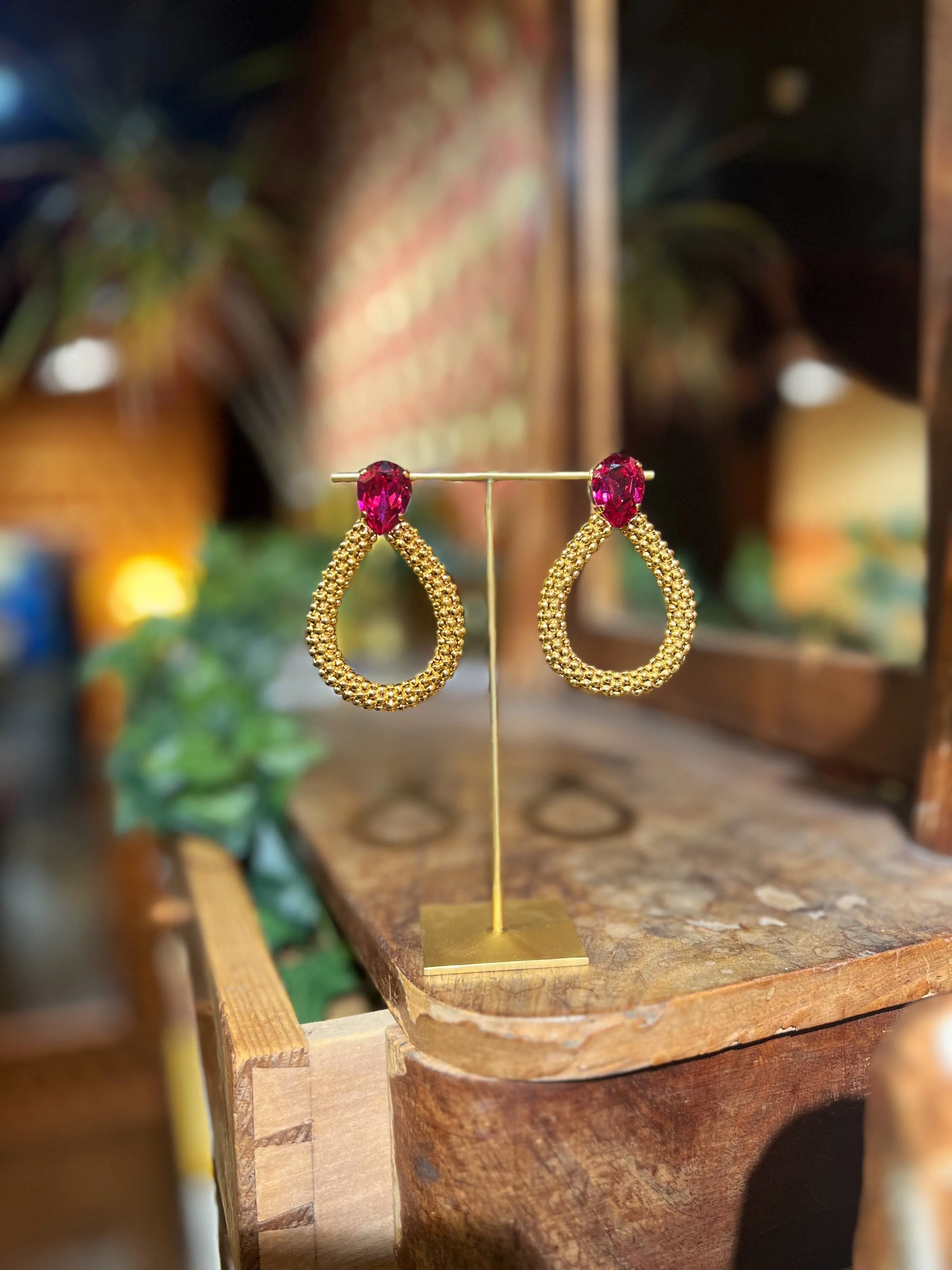 Classic Rope earrings - fuchsia