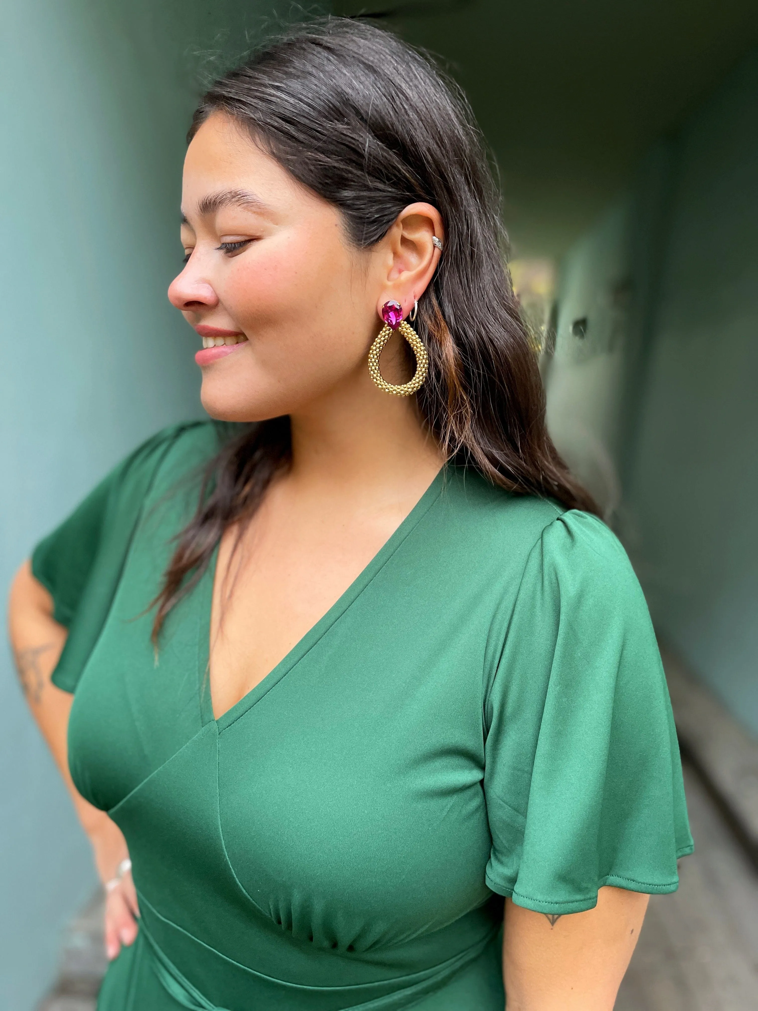 Classic Rope earrings - fuchsia