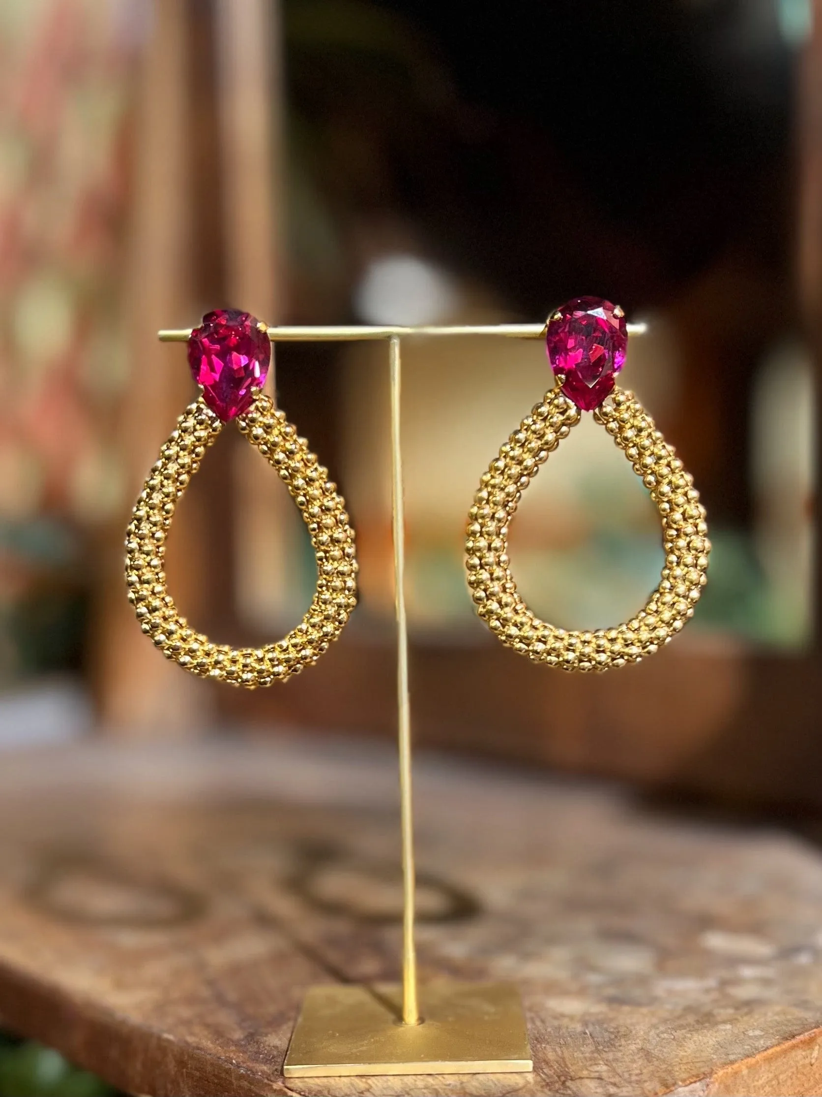 Classic Rope earrings - fuchsia
