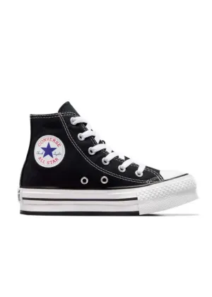 CONVERSE BOTA PLATAFORMA PREESCOLAR NEGRO BLANCO