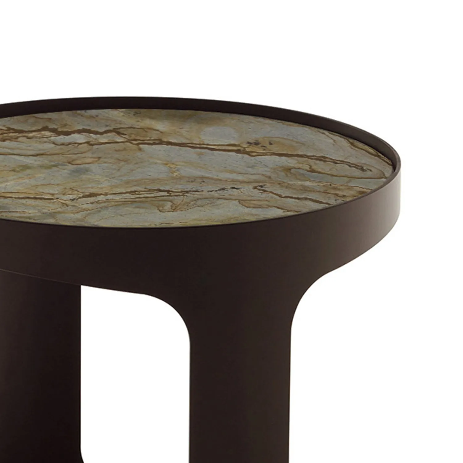 draenert | colin side table | azul mary stone   brown glass   dark bronze frame