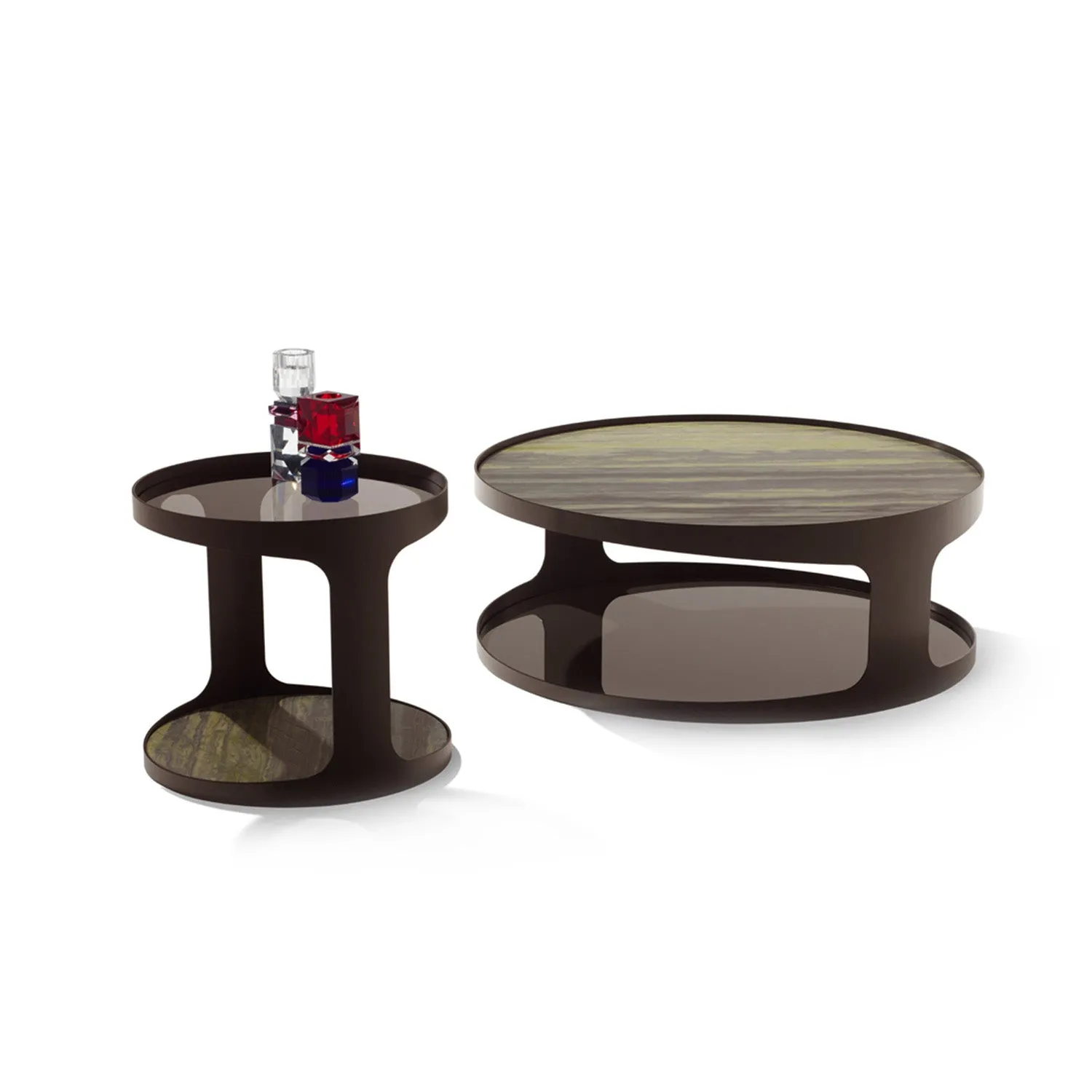 draenert | colin side table | azul mary stone   brown glass   dark bronze frame