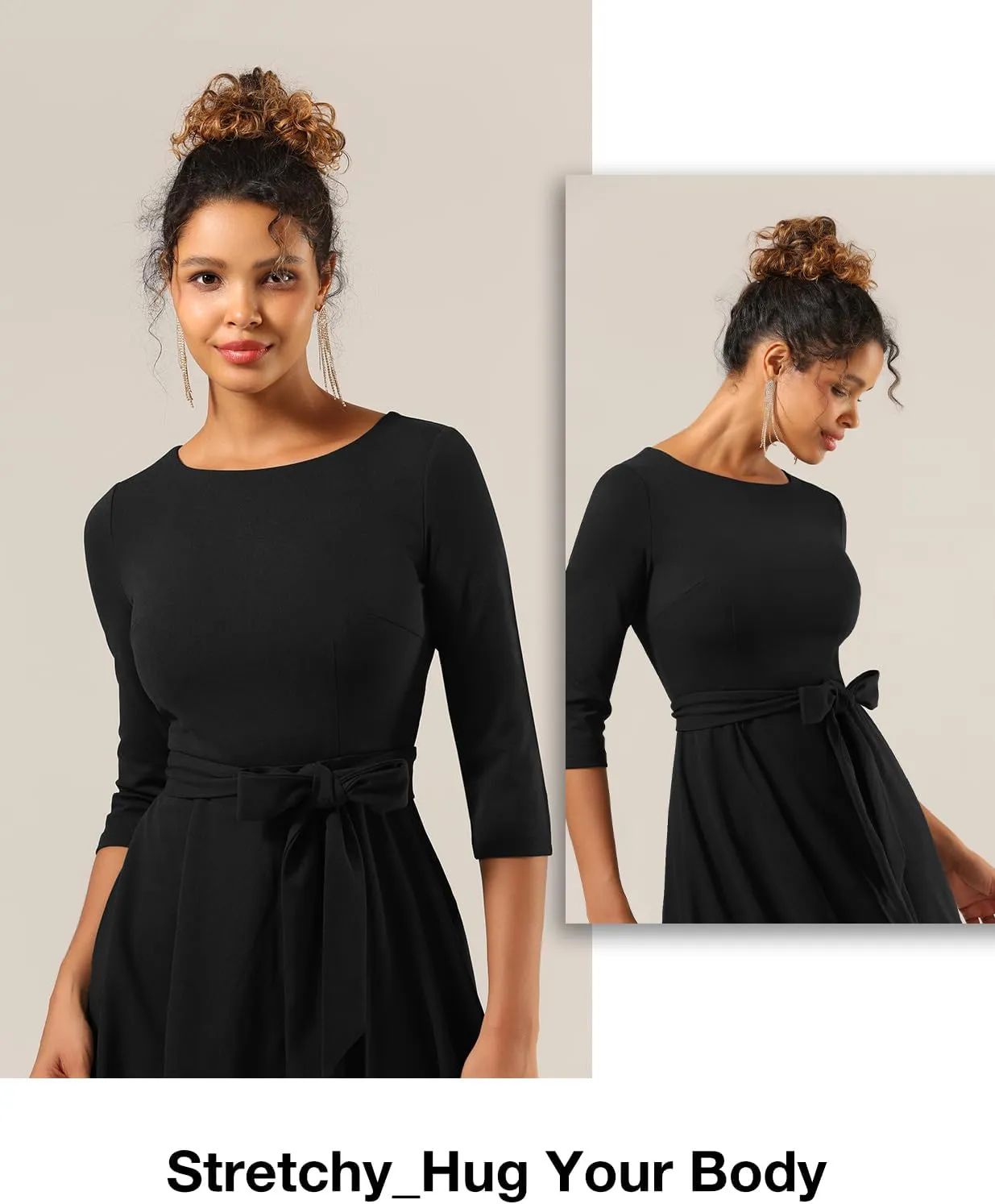 DRESSTELLS Cocktail Dresses for Women, Vintage Wedding Guest 3/4 Sleeves Formal Church Dress, Summer 2025