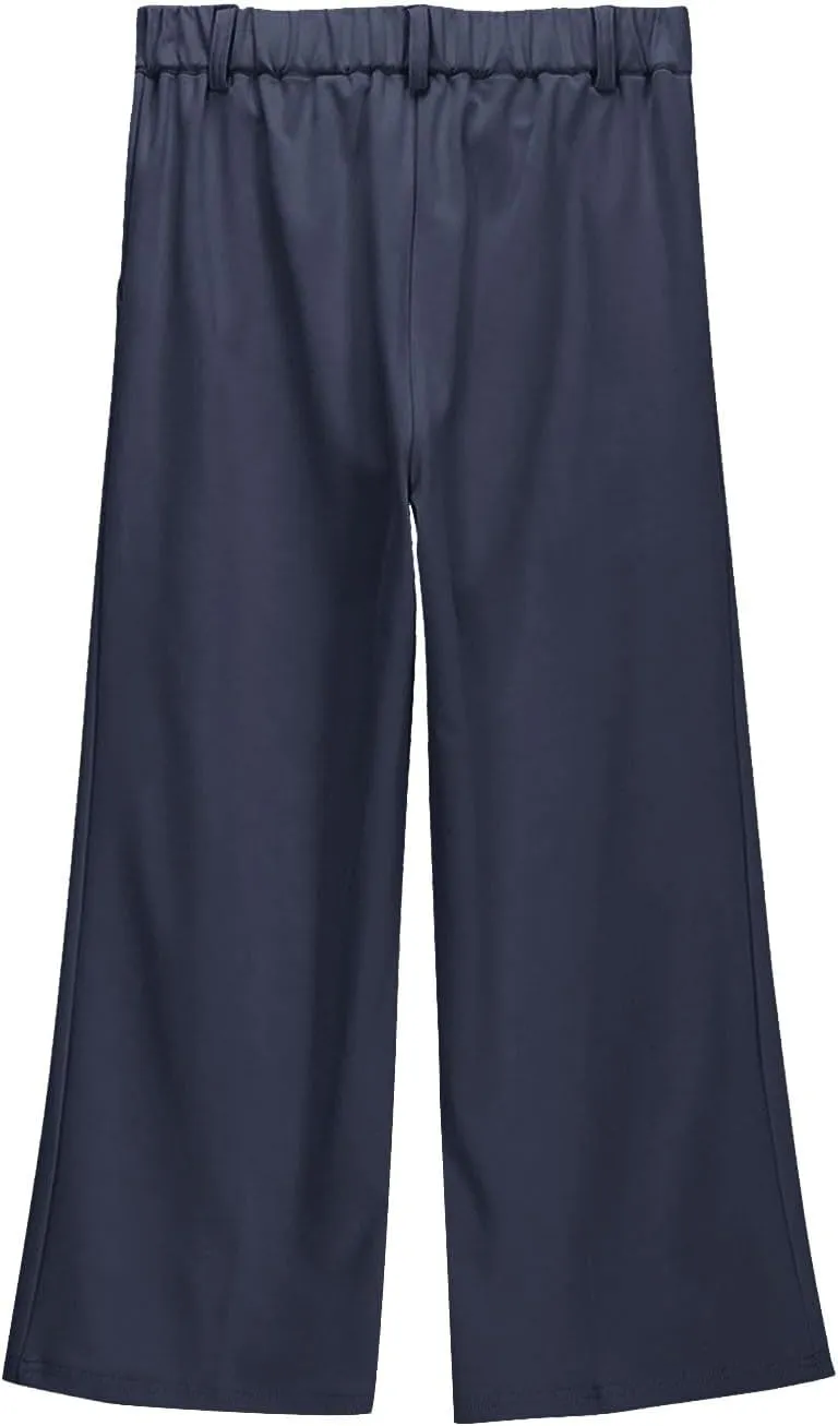 Girls Linen Palazzo High Elastic Waist Casual Trousers Straight Wide Leg Pants Business Lounge Y2k