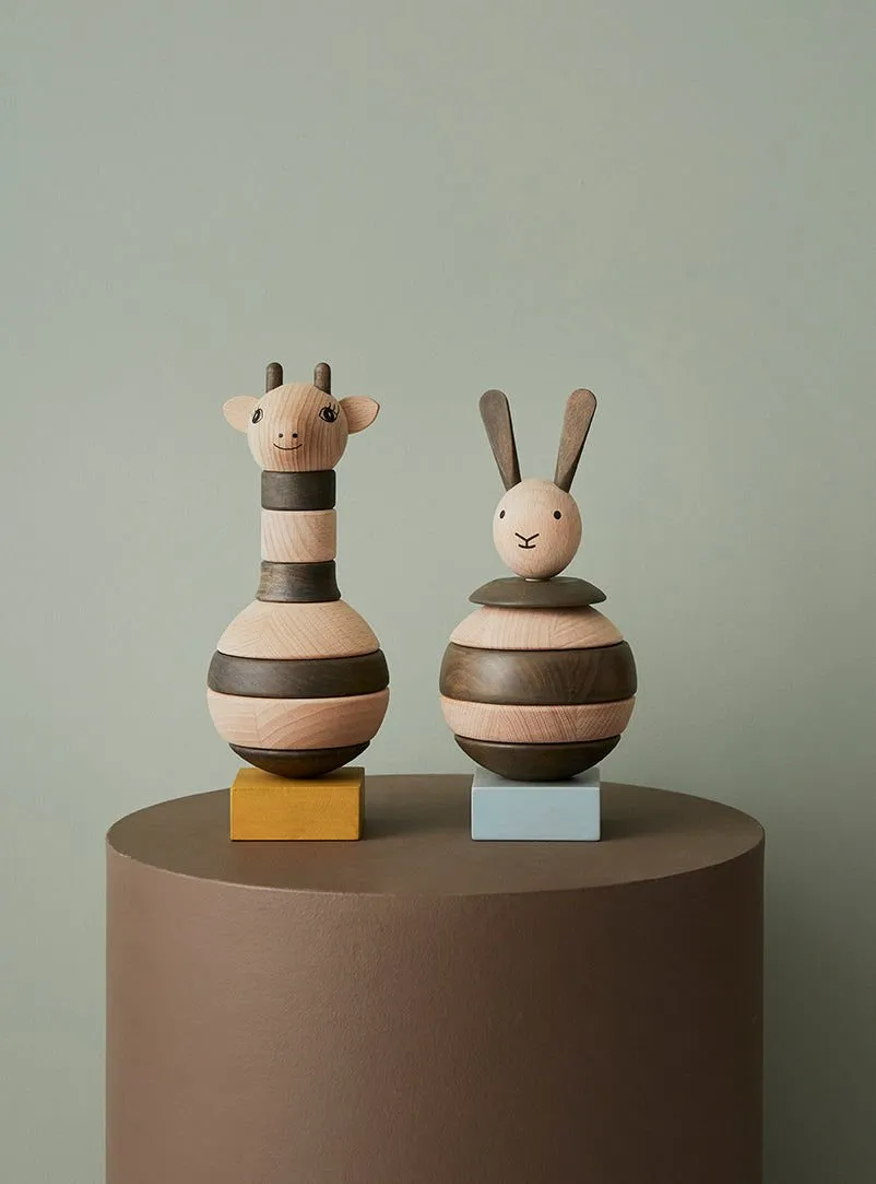 Jeu à Empiler - Girafe en Bois - Nature / Foncé