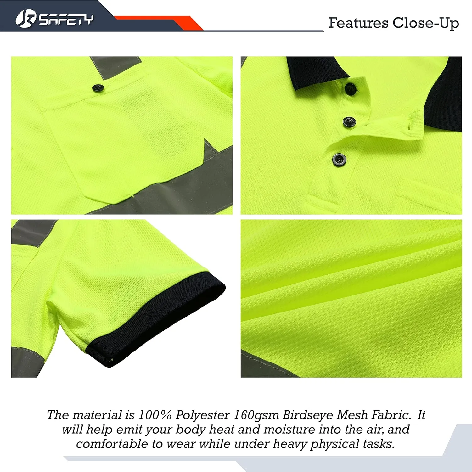 JKSafety 3 Pack Hi-Vis Safety Daily Work Construction Polo Shirts for Men for Women Polos de construccin de seguridad hv (066-3P-YNavy, XXL)