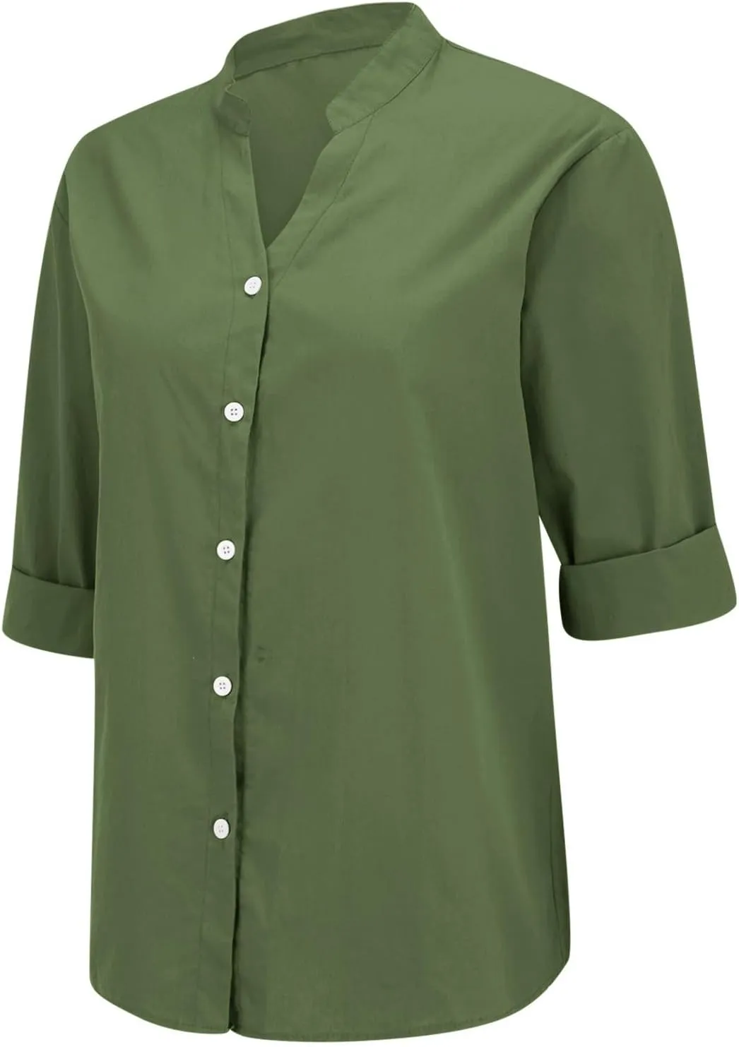 Linen Shirts for Women Summer Boho Short Tops Elbow Sleeve Button Dress Shirt Plus Size Casual Vneck Loose Work Shirt