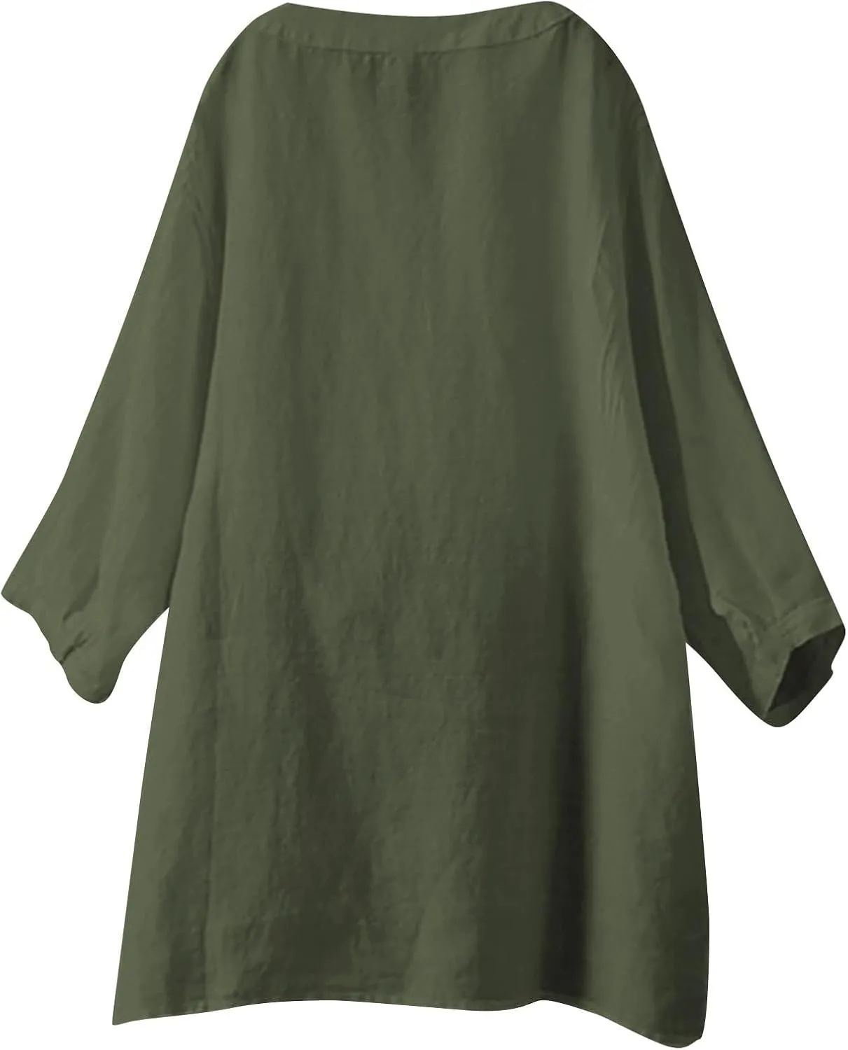 Linen Shirts for Women Summer Boho Short Tops Elbow Sleeve Button Dress Shirt Plus Size Casual Vneck Loose Work Shirt