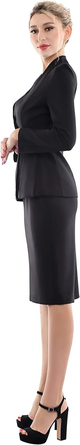 Marycrafts Women's Formal Office Business Work Jacket Skirt Suit Set