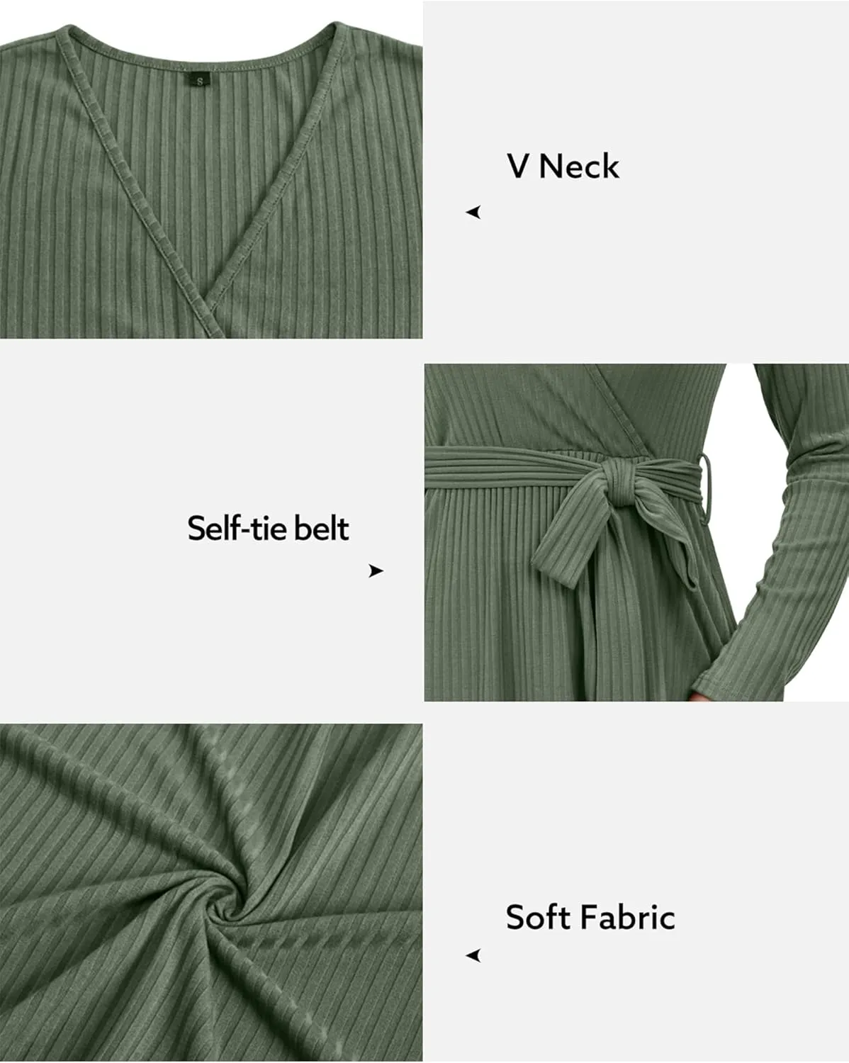 Newshows Womens 2024 Fall Sweater Dress Long Sleeve Business Casual Outfits V Neck Ribbed Knit Belt Trendy with Pockets
