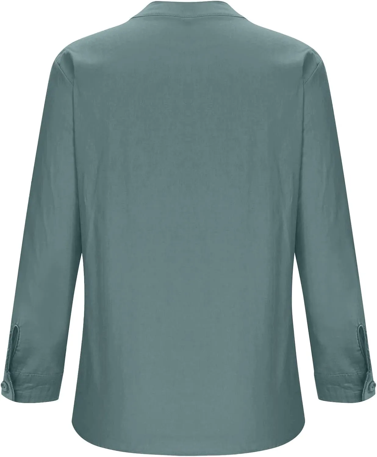 Plus Size Linen Tops for Women V Neck Long Sleeve Button Down Shirts Office Work Blouse Summer Beach Vacation Tunics