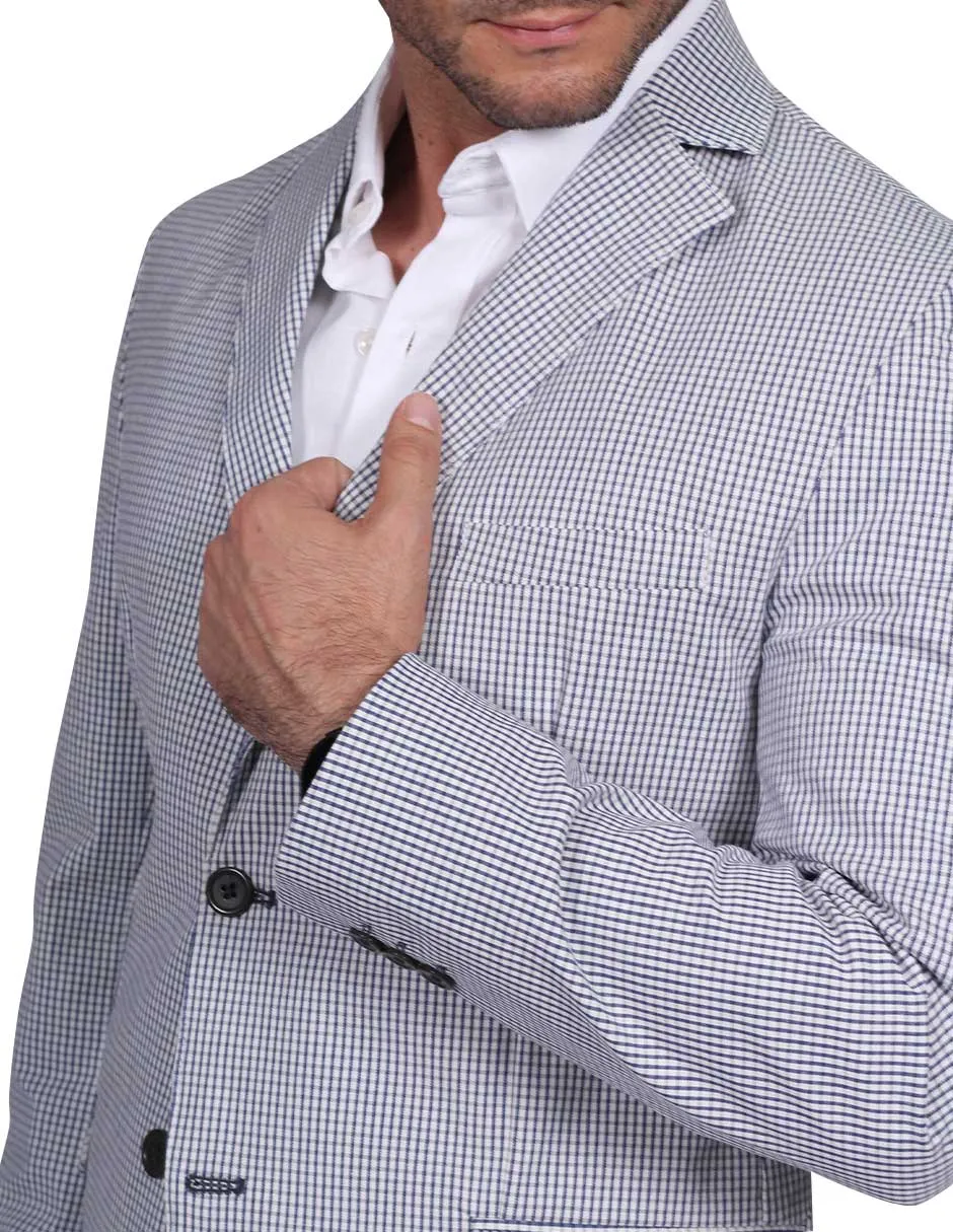 Sacos Para Hombre Blazer Sport Slim Sport Cuadros Azul F21302