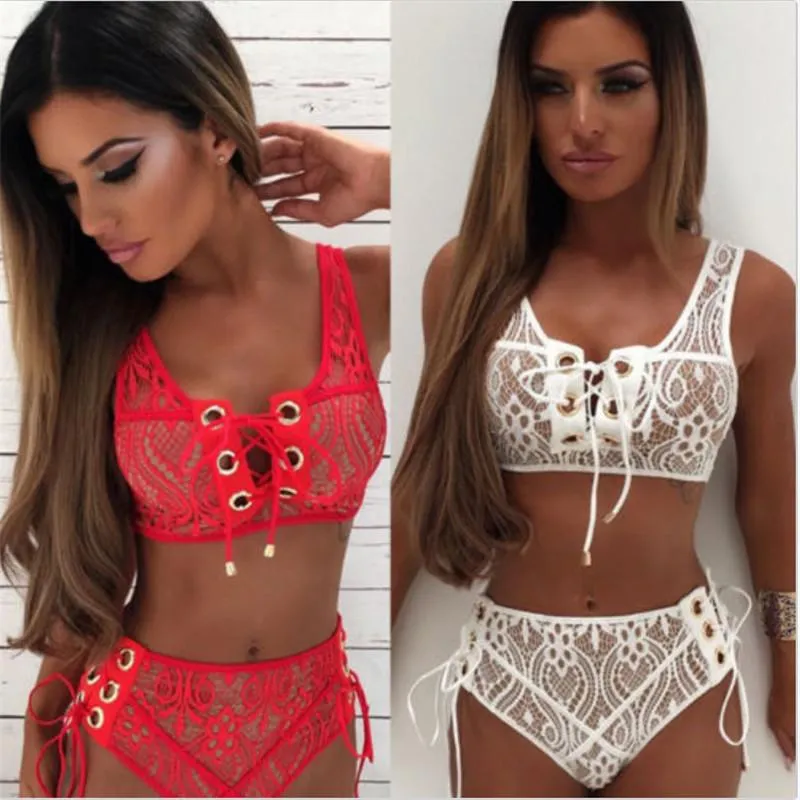 Sexy Bikinis Women Solid High Waist Swimsuit Push Up Swimwear