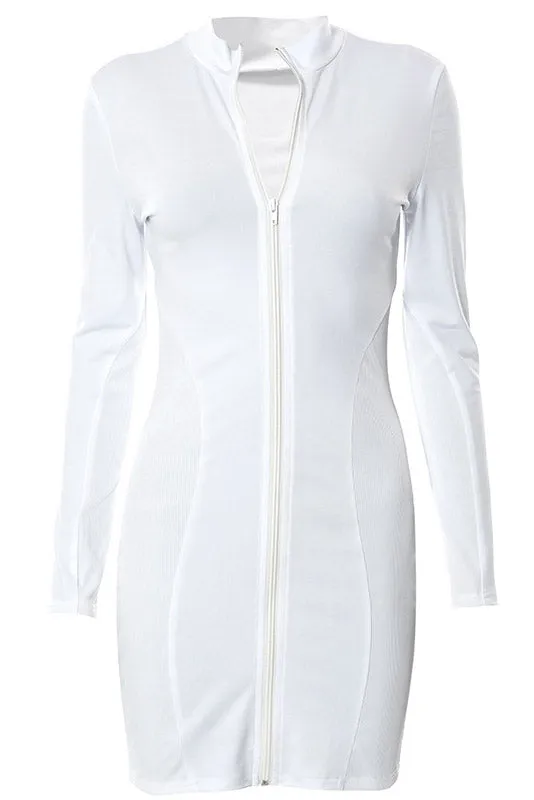 Sexy White Long Sleeve Mini Dress