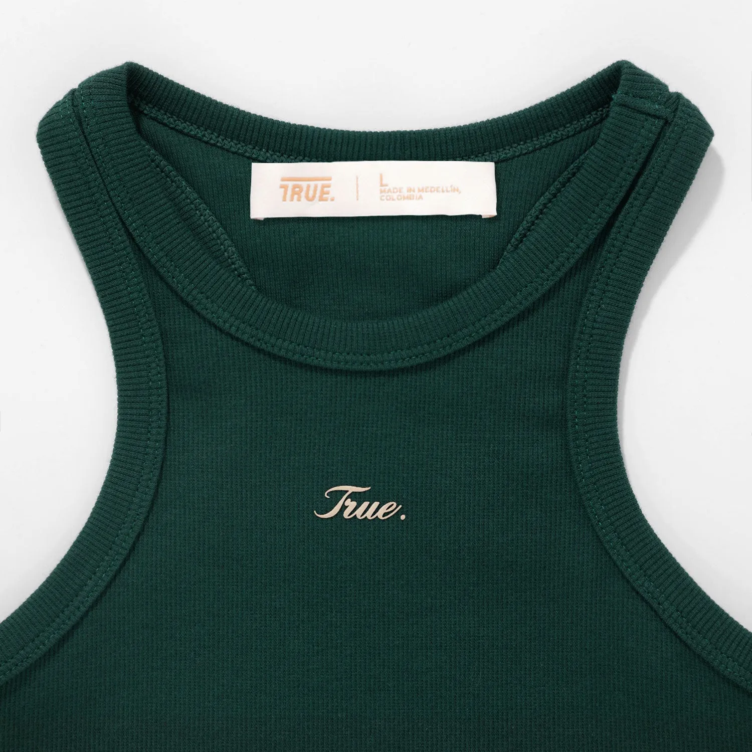 Signature Ribbed Crop Tank - Pine Green