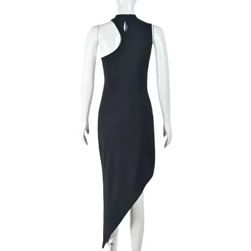 Strapless Dress - Sexy Asymmetrical Women Dress - Sleeveless Dress