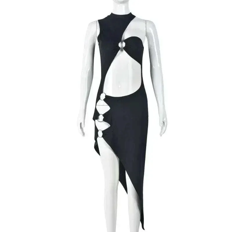 Strapless Dress - Sexy Asymmetrical Women Dress - Sleeveless Dress