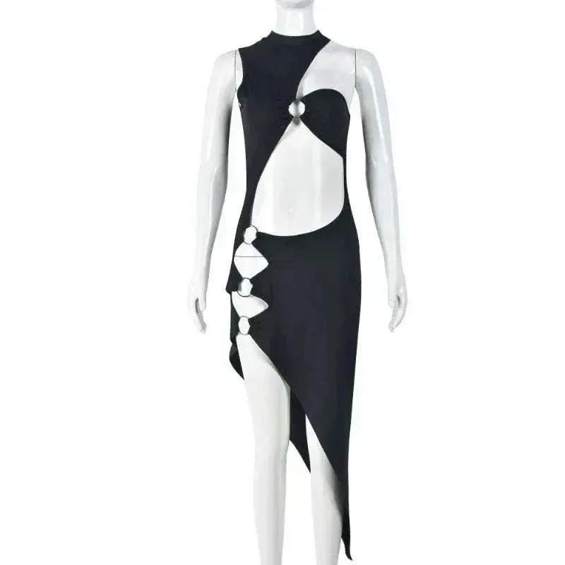 Strapless Dress - Sexy Asymmetrical Women Dress - Sleeveless Dress
