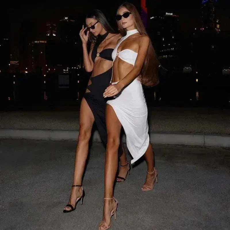 Strapless Dress - Sexy Asymmetrical Women Dress - Sleeveless Dress