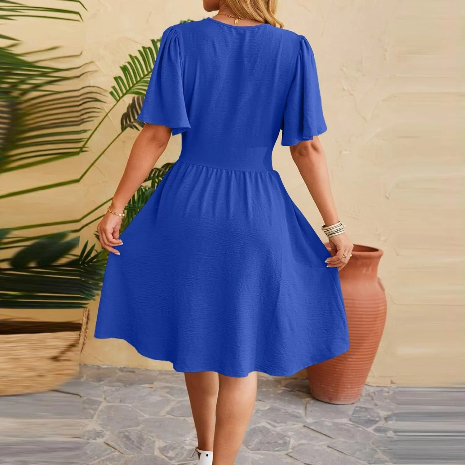 Summer Dresses for Women 2025 Sexy Date Night Cinched Waist Garden Party Concert Mini Brunch Trendy Short Sleeve Dress