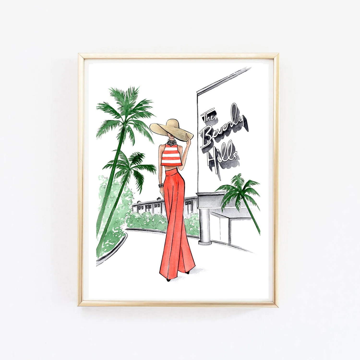 Summer on Beverly Hills Hotel art print fashion illustration