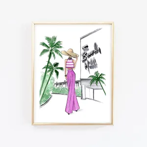 Summer on Beverly Hills Hotel art print fashion illustration