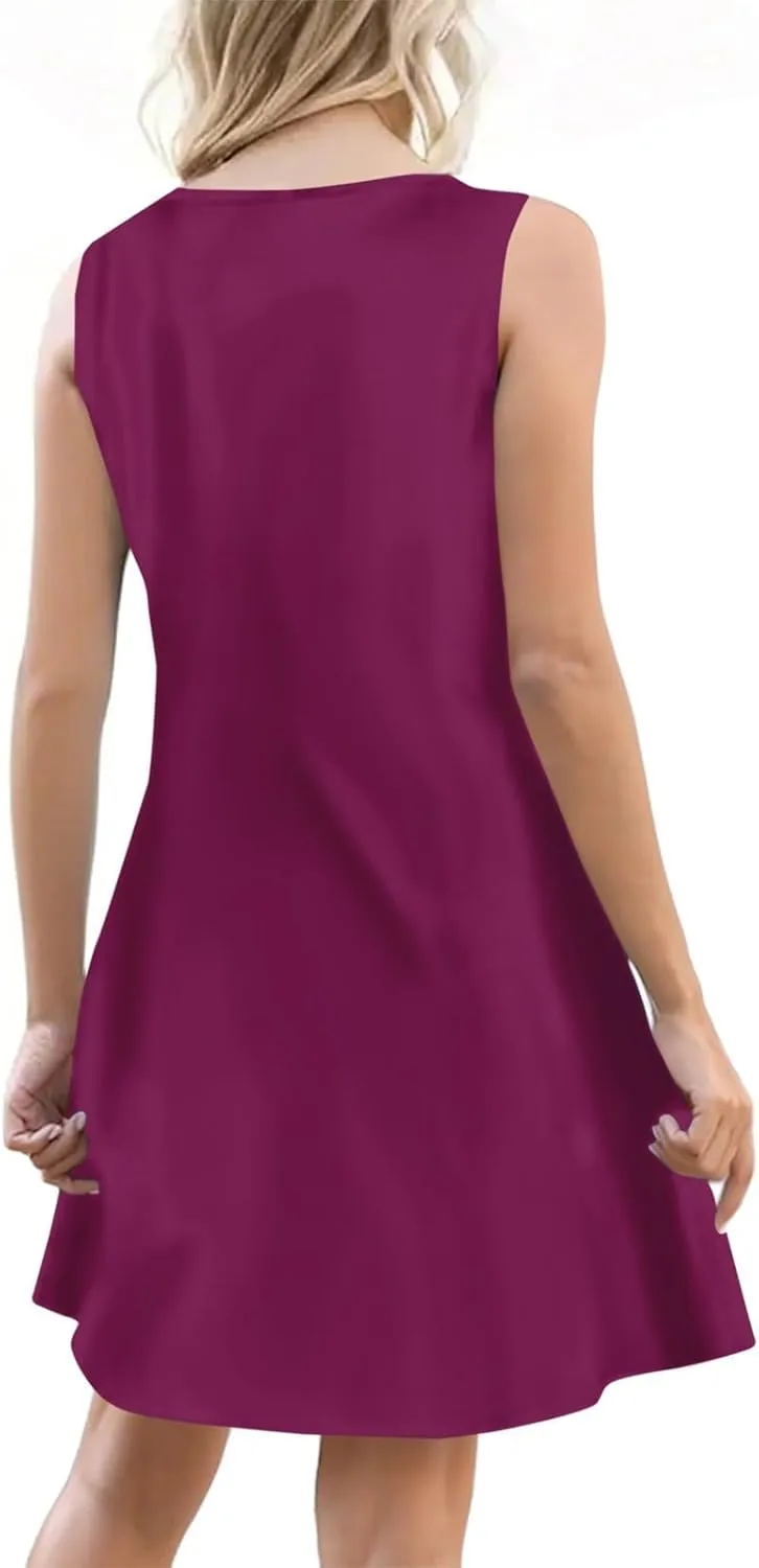 Sundress for Women Sleeveless Tank Dresses 2025 Vacation Plus Size Casual Button V Neck Boho Floral Beach Dress