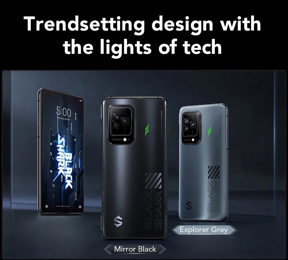 Teléfono Black Shark 5 Pro con 8 GB o 12 GB en RAM y 128 GB o 256 GB en ROM Colores Negro y Gris