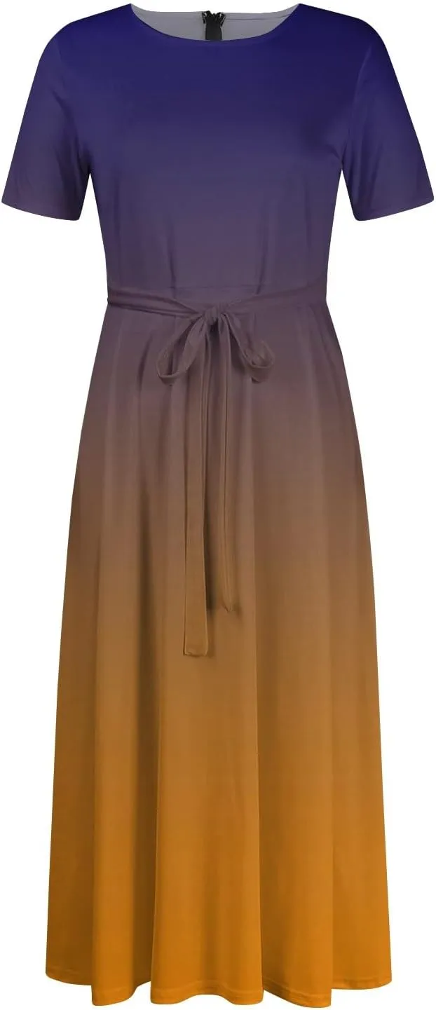 UQRZAU Women's Dresses, Spring Dress for Women 2024 Trendy Plus Size Summer/Fall Short Sleeve with Pockets Dress, XL, 5XL