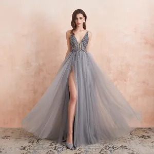 Vestido de Festa Luxo Longo com Detalhes Cristais (Pronta Entrega)